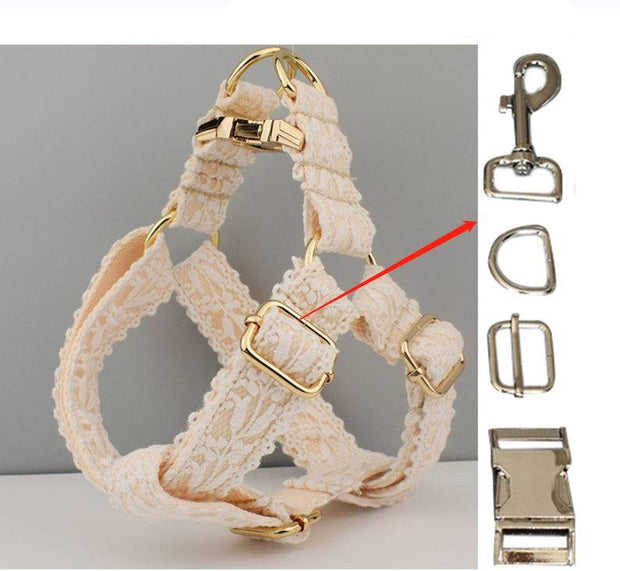 Leaf Lace Pet Collar with Bow – Elegant Design & Metal Buckle for Pets