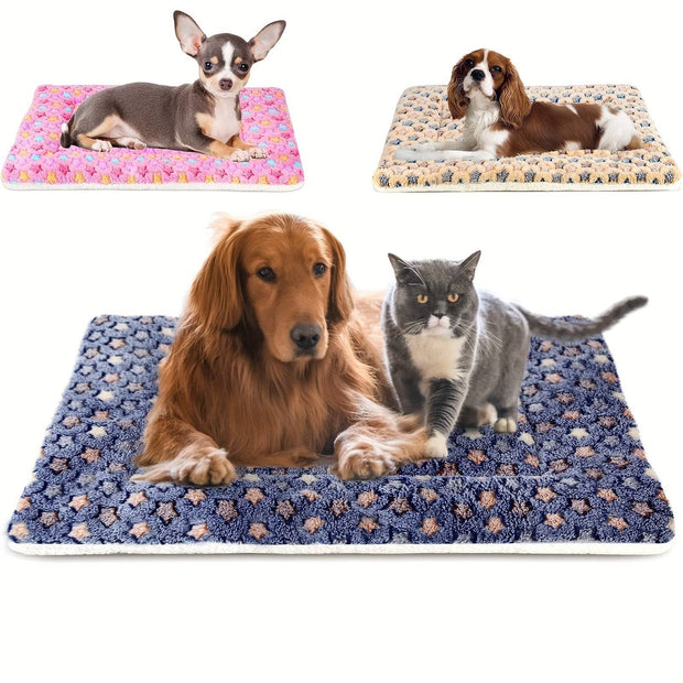 Soft Pet Bed Mat – Washable Reversible Crate Pad for Dogs & Cats, Fleece Blanket