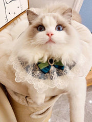 Muppet Cat Lace Bib – Cute Bow Tie Collar for Dogs & Cats like Schnauzers & Teddies