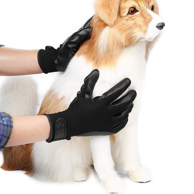 Pet Hair Grooming Glove – Soft Rubber Shedding Brush for Cats, Dogs & Horses