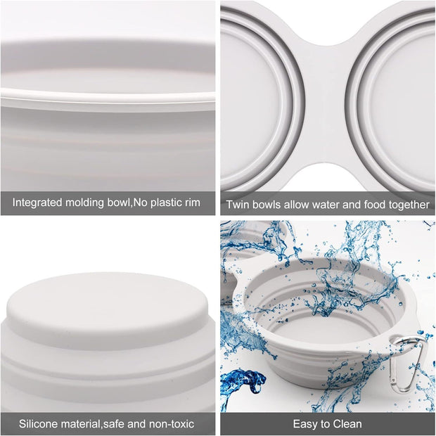 Collapsible Dog Bowls – 2-in-1 Foldable Food & Water Bowls for Pets on the Go