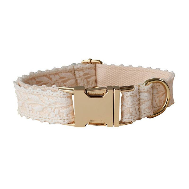 Leaf Lace Pet Collar with Bow – Elegant Design & Metal Buckle for Pets