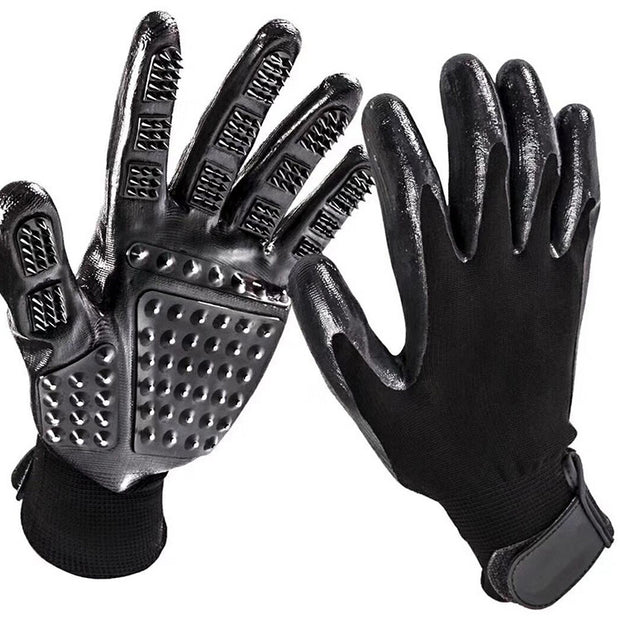 Pet Hair Grooming Glove – Soft Rubber Shedding Brush for Cats, Dogs & Horses