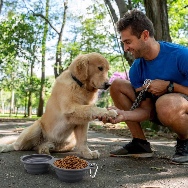 Collapsible Dog Bowls – 2-in-1 Foldable Food & Water Bowls for Pets on the Go