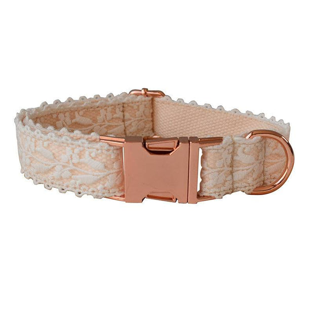 Leaf Lace Pet Collar with Bow – Elegant Design & Metal Buckle for Pets