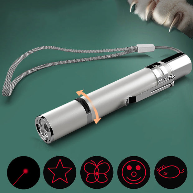 Laser Pointer Cat Toy with 5 LED Modes and USB Rechargeable Design for Interactive Play
