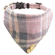 Plaid Bow Tie Cat Collar Adjustable Breakaway Bandana Collar with Scar