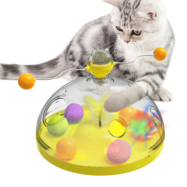 Meows Windmill Cat Toy – Interactive Multifunctional Turntable with Catnip & Luminous Ball