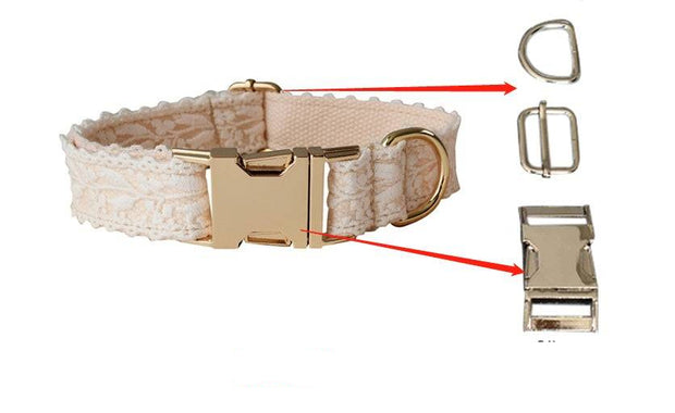 Leaf Lace Pet Collar with Bow – Elegant Design & Metal Buckle for Pets