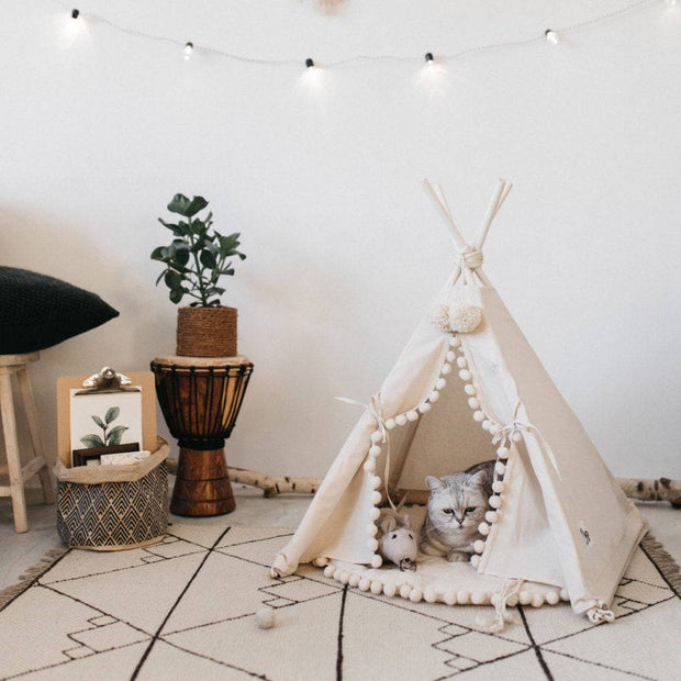 Foldable pet teepee, easy to set up and move.
