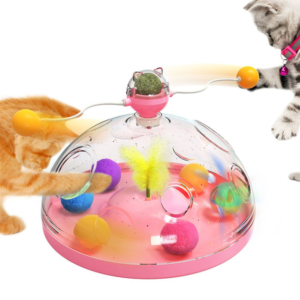 Meows Windmill Cat Toy – Interactive Multifunctional Turntable with Catnip & Luminous Ball