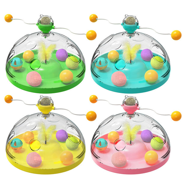 Meows Windmill Cat Toy – Interactive Multifunctional Turntable with Catnip & Luminous Ball