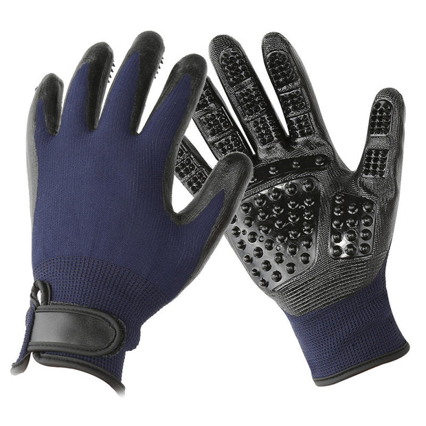 Pet Hair Grooming Glove – Soft Rubber Shedding Brush for Cats, Dogs & Horses
