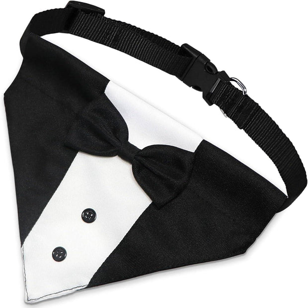 Dog Tuxedo Suit – Adjustable Formal Outfit with Bow Tie & Bandana for Wedding and ceremonies