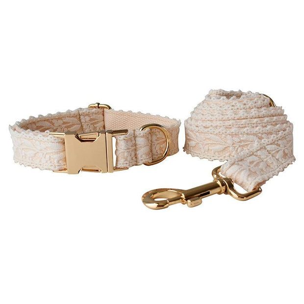 Leaf Lace Pet Collar with Bow – Elegant Design & Metal Buckle for Pets