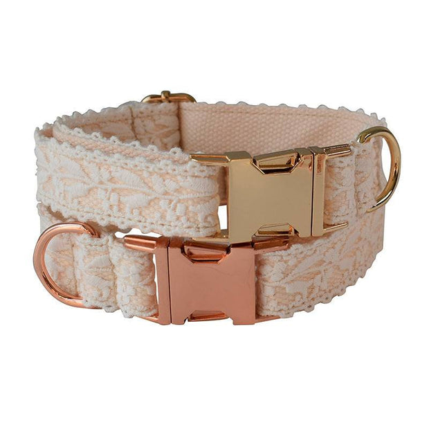 Leaf Lace Pet Collar with Bow – Elegant Design & Metal Buckle for Pets