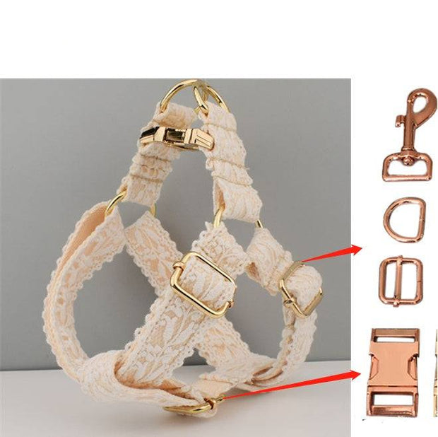 Leaf Lace Pet Collar with Bow – Elegant Design & Metal Buckle for Pets