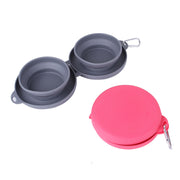 Foldable Rubber Double Pet Bowl – Portable Feeding Dish for Dogs & Cats