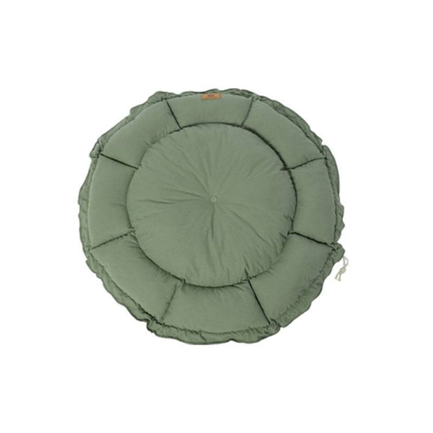 Soft orthopedic pet bed in olive green for deep sleep.
