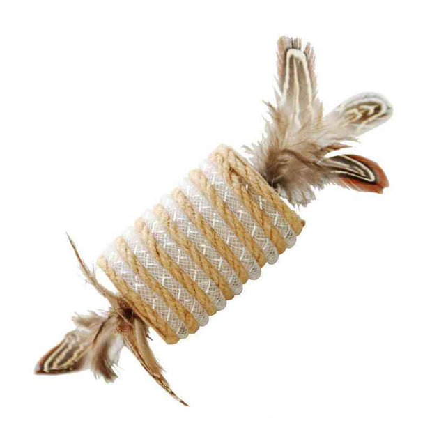 Cat Feather Toy Hemp Rope Scratch Roller & Bite Resistant Fun for Cats