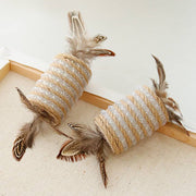 Cat Feather Toy Hemp Rope Scratch Roller & Bite Resistant Fun for Cats