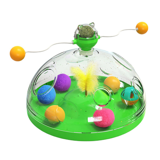 Meows Windmill Cat Toy – Interactive Multifunctional Turntable with Catnip & Luminous Ball