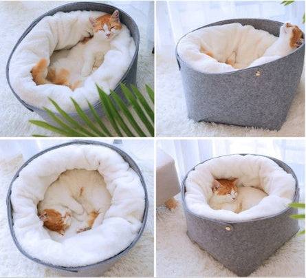 Non-slip, washable pet bed in neutral color

