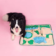 Interactive dog snuffle mat, a slow feeder for mental stimulation.
