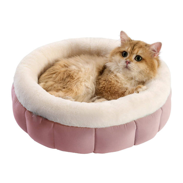 Anti-slip bottom round pet bed for small dogs and cats.
