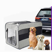 Folding pet carrier - portable bag shown beside dogs and a car, ideal for travel with pets in the Luggage & Bags category.
