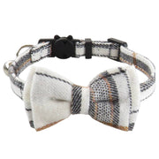 Plaid Bow Tie Cat Collar Adjustable Breakaway Bandana Collar with Scar