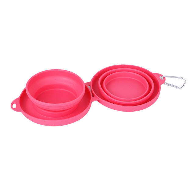 Foldable Rubber Double Pet Bowl – Portable Feeding Dish for Dogs & Cats