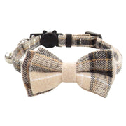 Plaid Bow Tie Cat Collar Adjustable Breakaway Bandana Collar with Scar